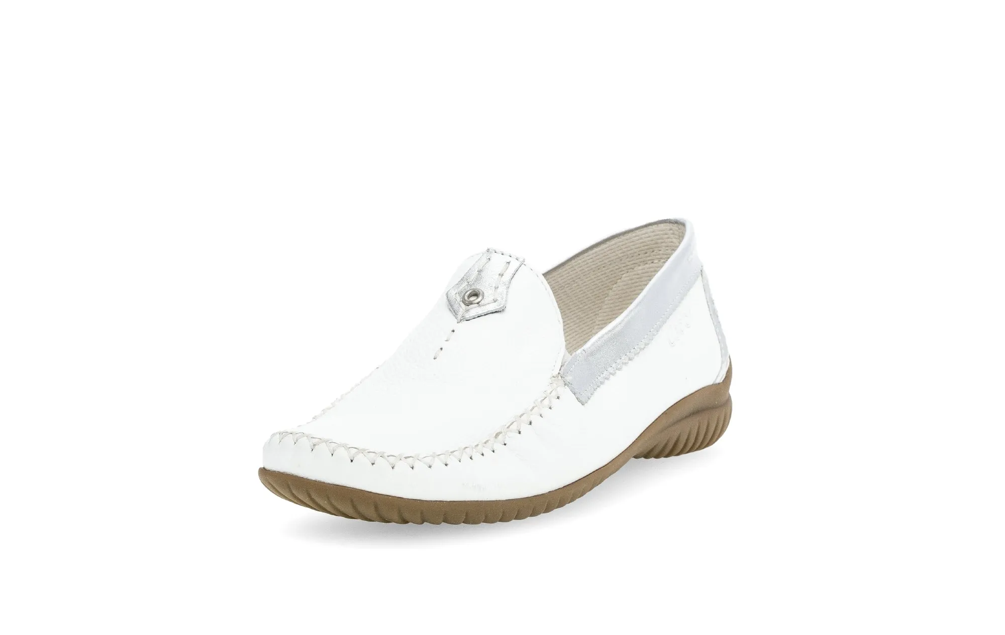 GABOR - 46.090.50 FLAT LOAFER - WHITE/SILVER