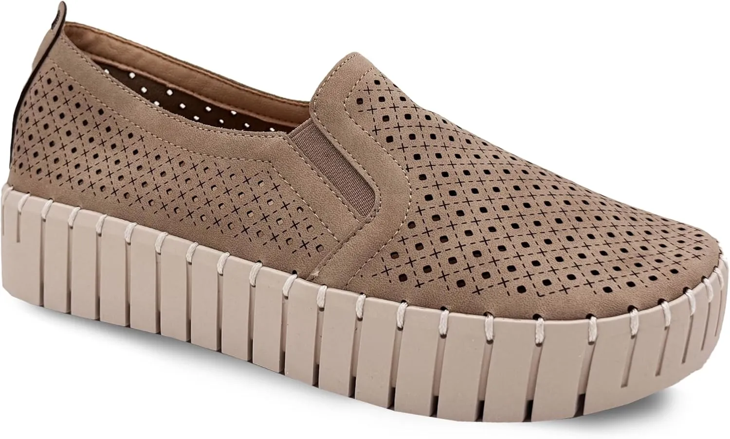Glolily Elle Platform Perf Women's Comfort Sneakers - Orthotic Lightweight & Flexible Walking Shoes with Arch Support, Comfortable Casual Fashion Shoes for Women