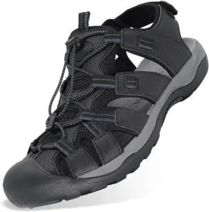 GRITION Mens Outdoor Hiking Sandals Summer Beach Closed Toe Water Sandal Waterproof Comfortable Fisherman Adventures Sport Athletic Walking Traveling Shoes Sandles