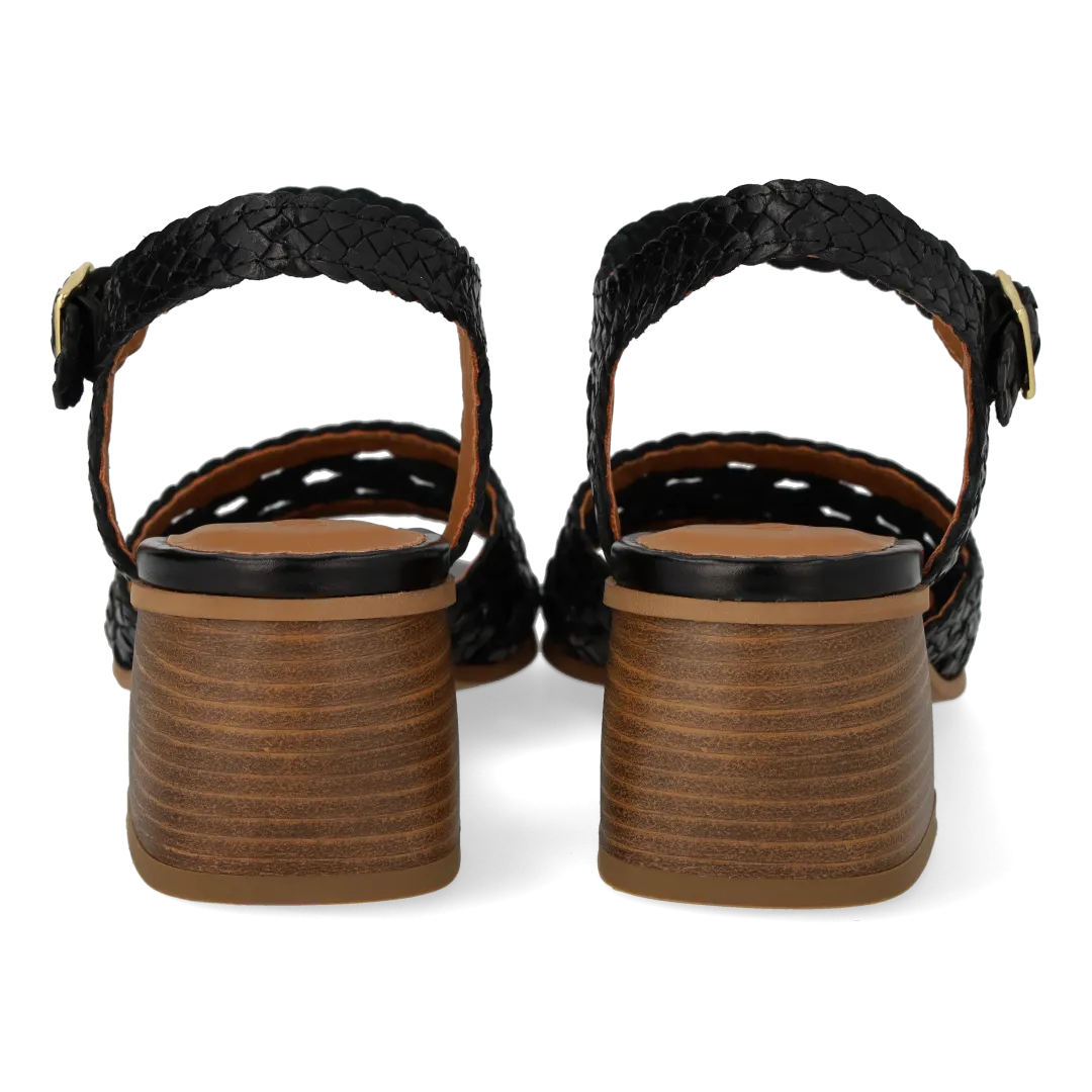 Hand-braided sandal with sculptural heel