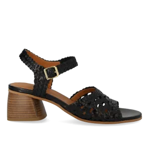 Hand-braided sandal with sculptural heel