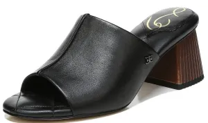 Heeled Block Leather Limited discounts Slip Sam Dress Sandals Sonya Streamlined shipping Wide Edelman On Open Toe Black
