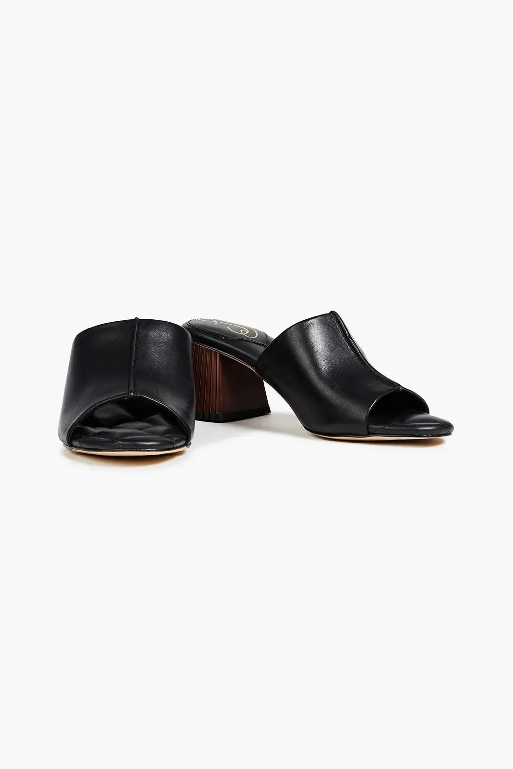 Heeled Block Leather Limited discounts Slip Sam Dress Sandals Sonya Streamlined shipping Wide Edelman On Open Toe Black