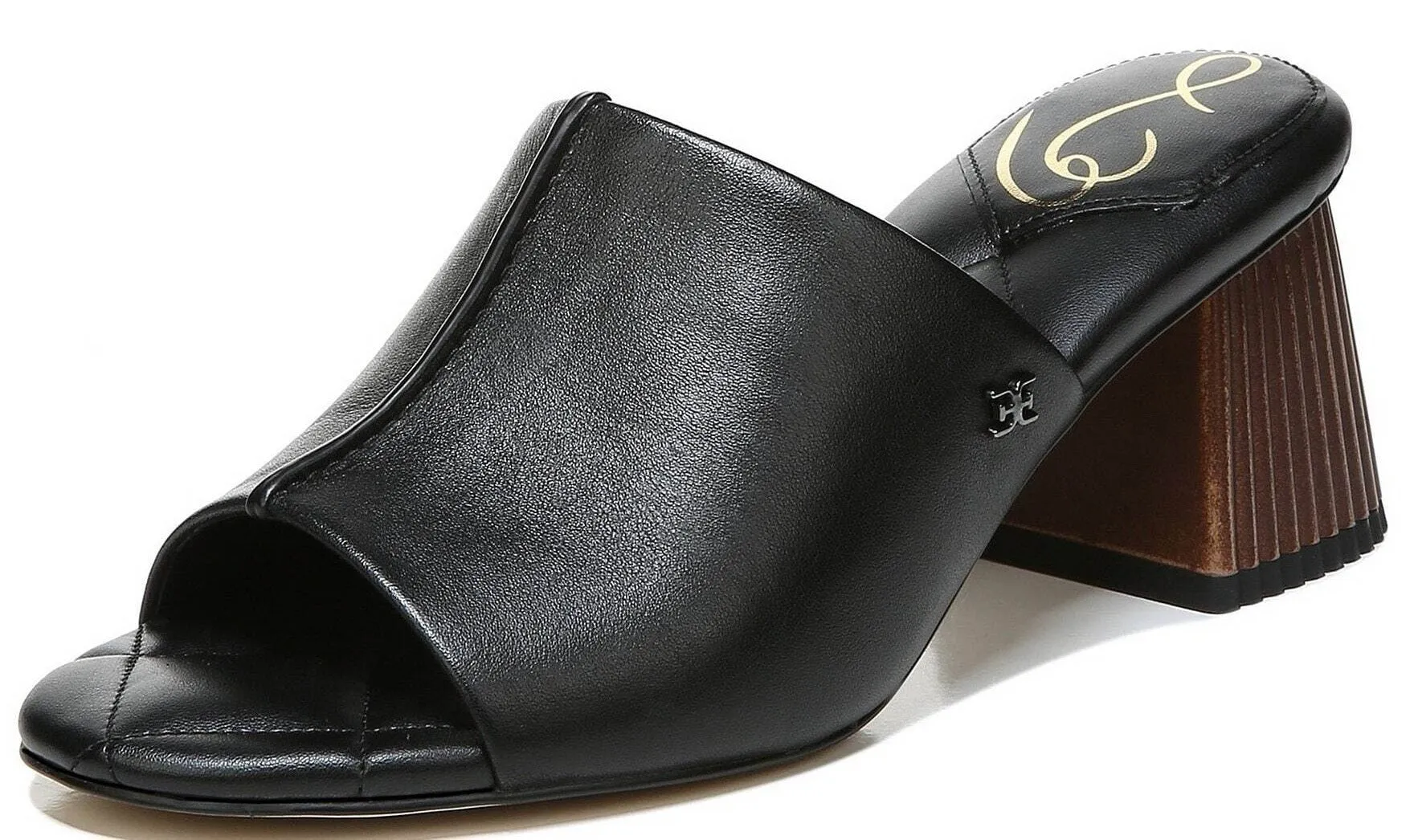 Heeled Block Leather Limited discounts Slip Sam Dress Sandals Sonya Streamlined shipping Wide Edelman On Open Toe Black