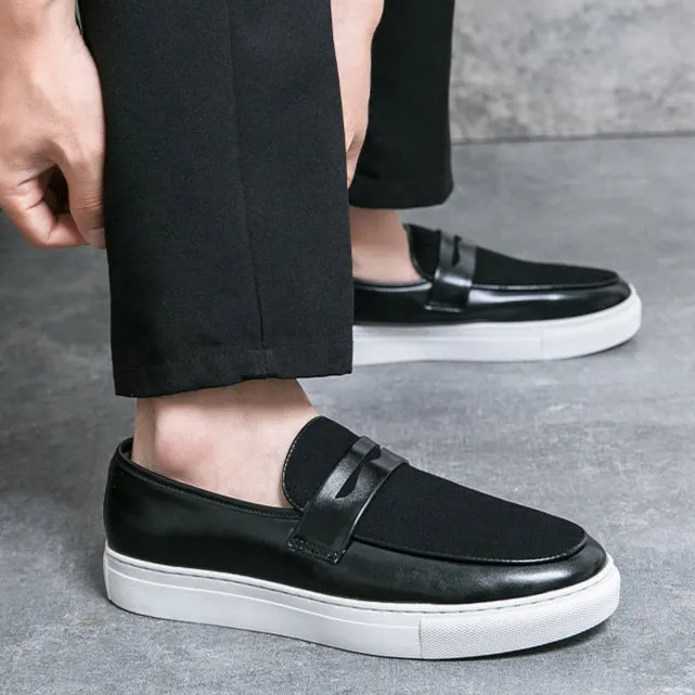 Herren Loafer Niedrig Geschnitten PU-Obermaterial Gummisohle Rundzeh Nahtdetails