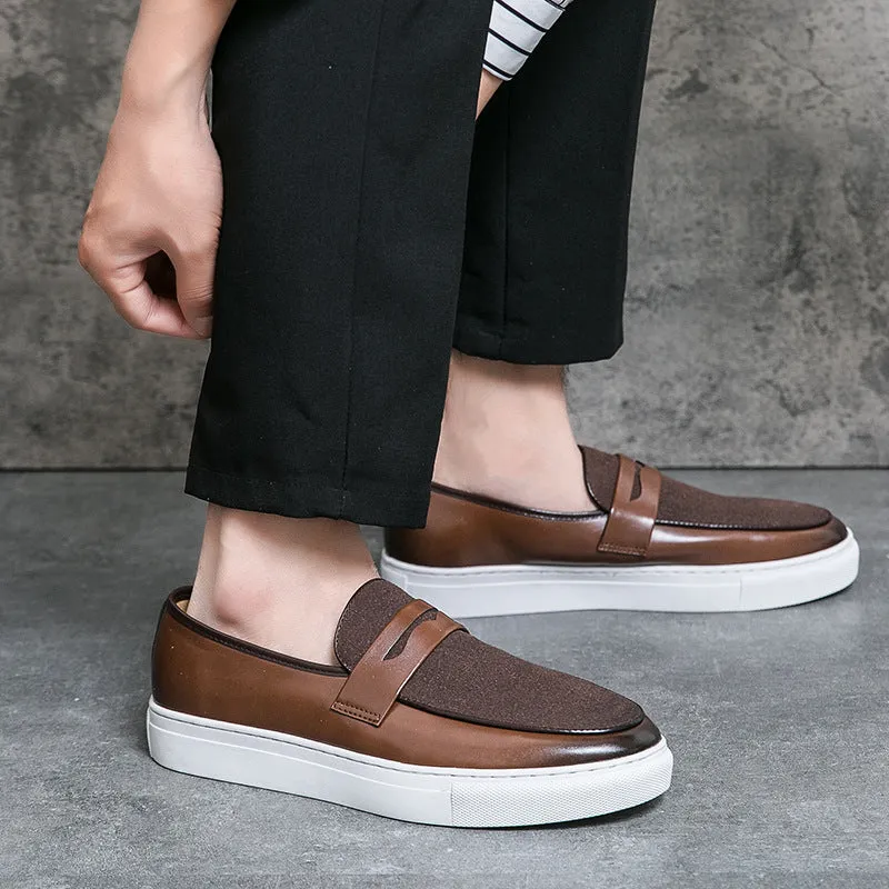 Herren Loafer Niedrig Geschnitten PU-Obermaterial Gummisohle Rundzeh Nahtdetails