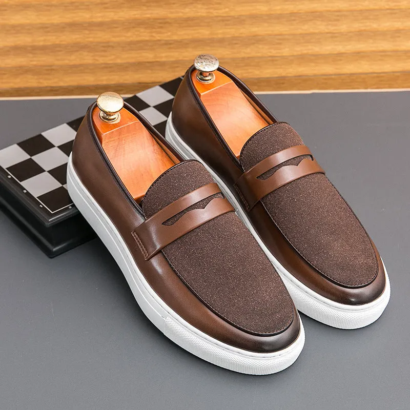 Herren Loafer Niedrig Geschnitten PU-Obermaterial Gummisohle Rundzeh Nahtdetails