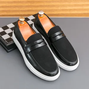 Herren Loafer Niedrig Geschnitten PU-Obermaterial Gummisohle Rundzeh Nahtdetails