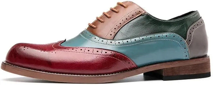 HuitJours Men Brogues Wingtip Lace up Classic Black Dress Shoes Derby Gatsby Prom Fashion Oxford