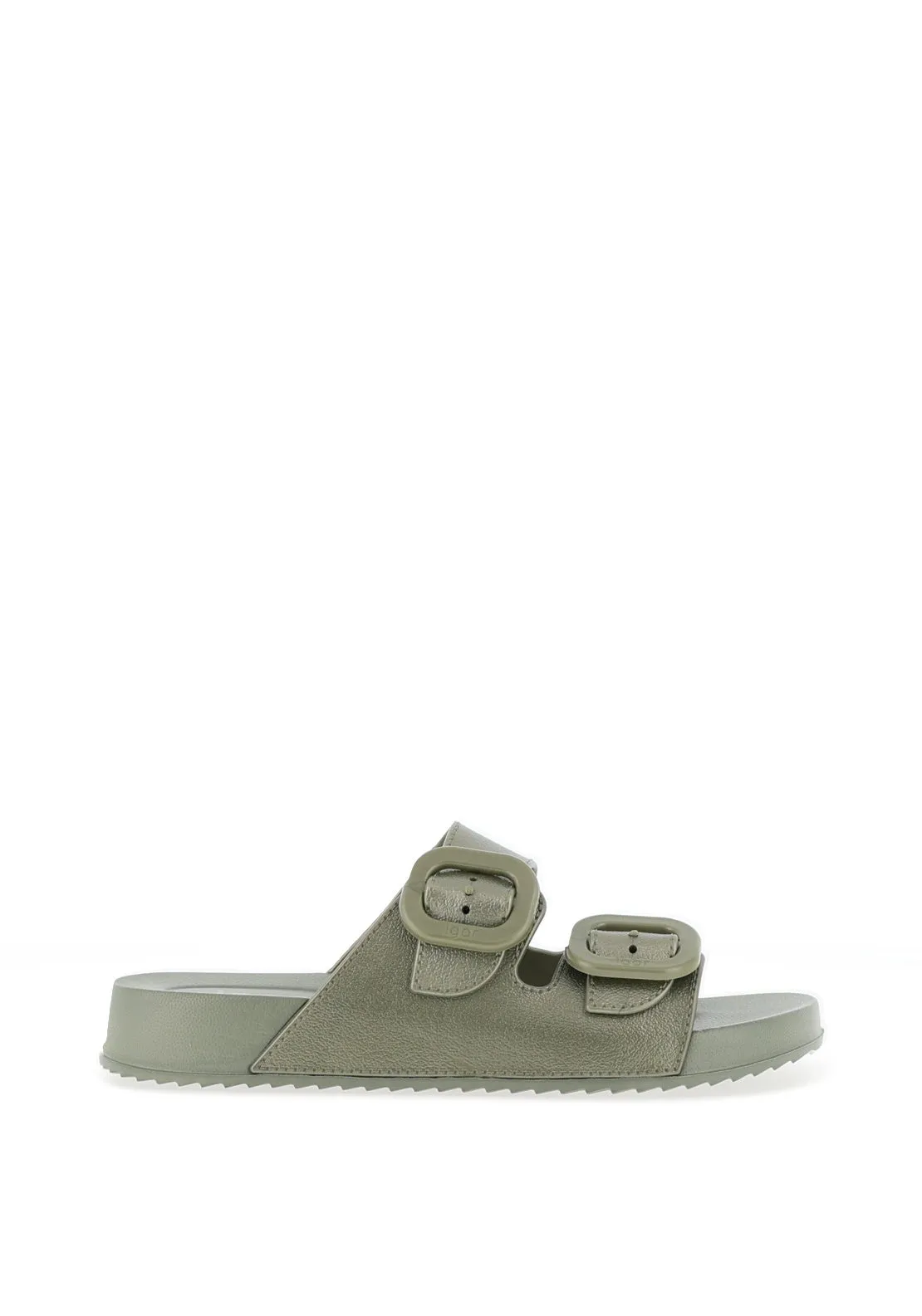 Igor Havana Metallic Mule Sandals, Olive Green