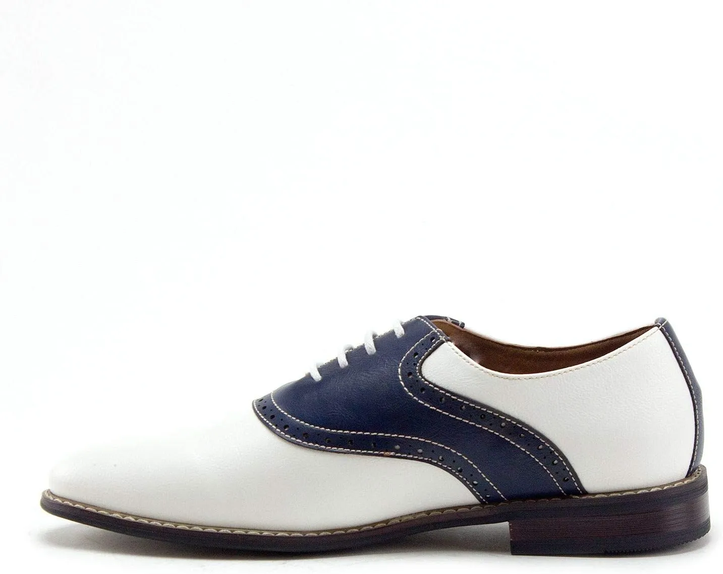 Jazamé Men's Parker Classic Two Tone Round Toe Saddle Oxfords Dress Shoes