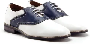 Jazamé Men's Parker Classic Two Tone Round Toe Saddle Oxfords Dress Shoes