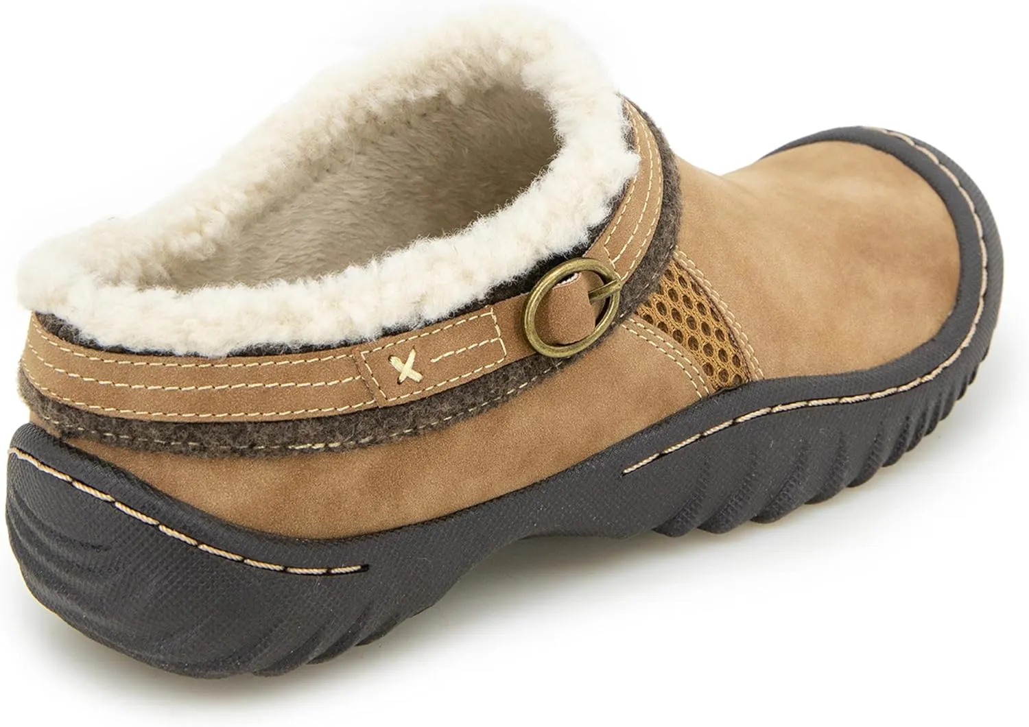 JBU Women's Ginger Faux Shearling Lined Slip On Casual Comfort Mule