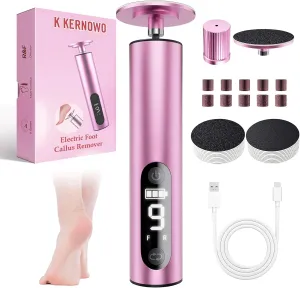 K KERNOWO Electric Foot Callus Remover, Callus Remover for Feet, Foot File Pedicure Tool, Rechargeable Cordless Powerful Foot Scrubber Filer Dead Skin Remover, 9 Speeds Adjustable Foot Sander
