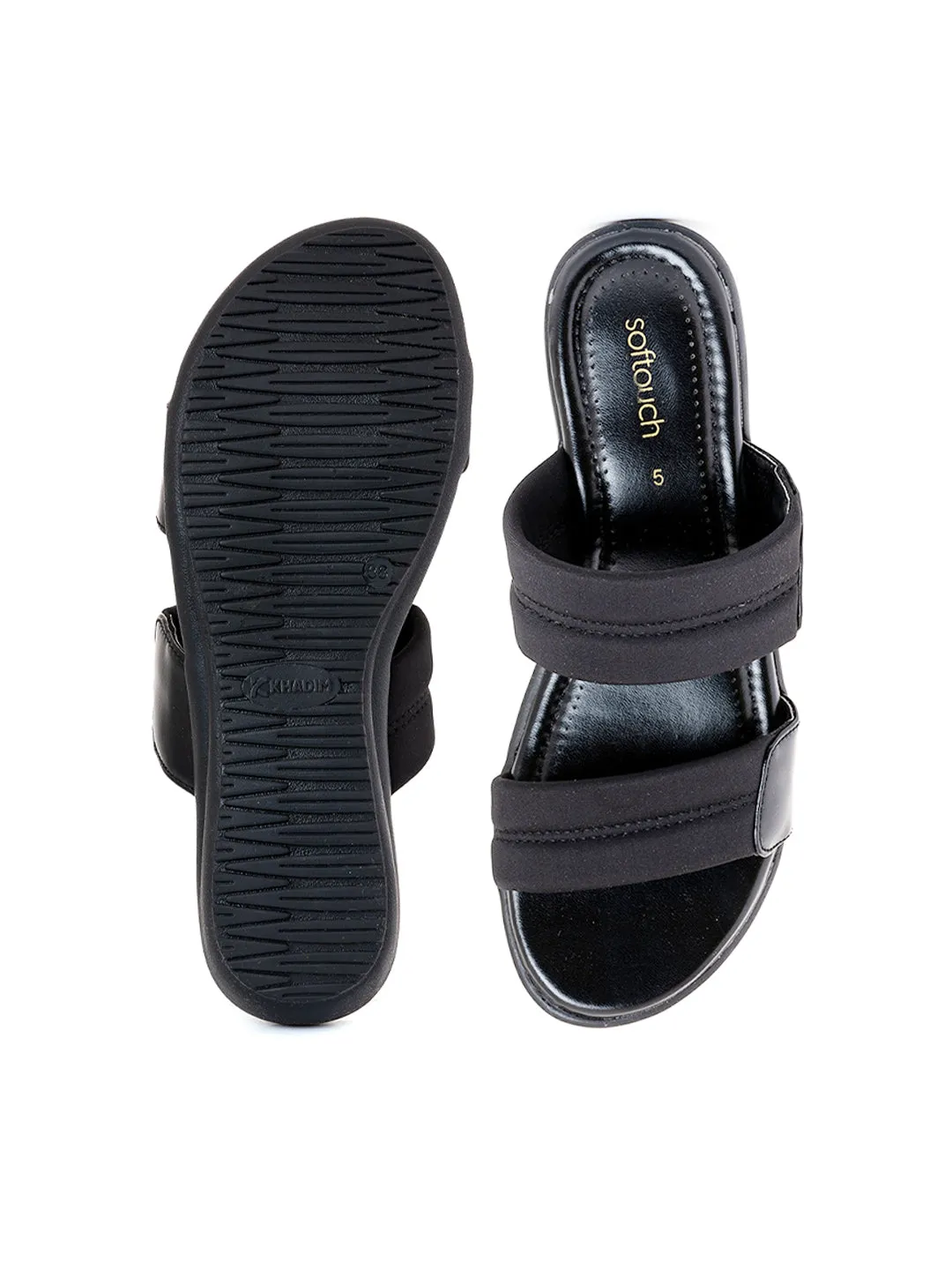 Khadim Softouch Wedge Heel Mule Slip On Sandal for Women