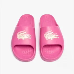 Lacoste CROCO 2.0 Womens Cushioned Sliders Pink/Off White