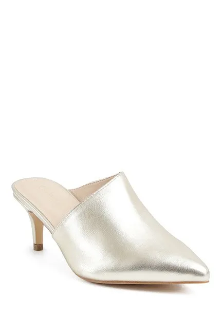 Lemka Pointed Toe Asymmetrical Kitten Heel Mule