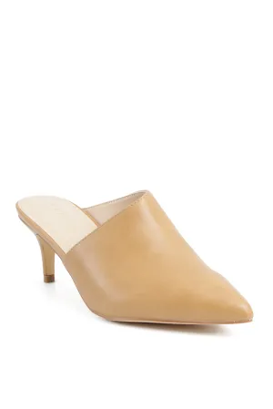 Lemka Pointed Toe Asymmetrical Kitten Heel Mule