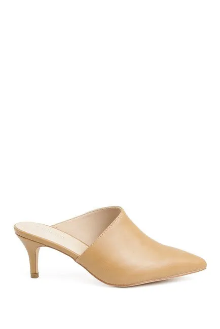 Lemka Pointed Toe Asymmetrical Kitten Heel Mule