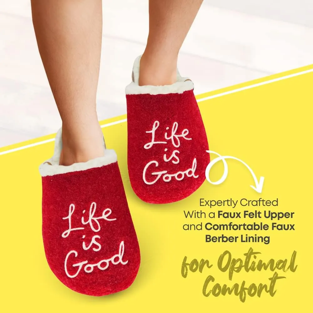 Life is Good Women's Closed Toe Mule Slippers, 302891W - Indoor/Outdoor Soft Slip-on - Comfortable Lightweight Plush Slide with Cushioned Support & EVA Outsoles