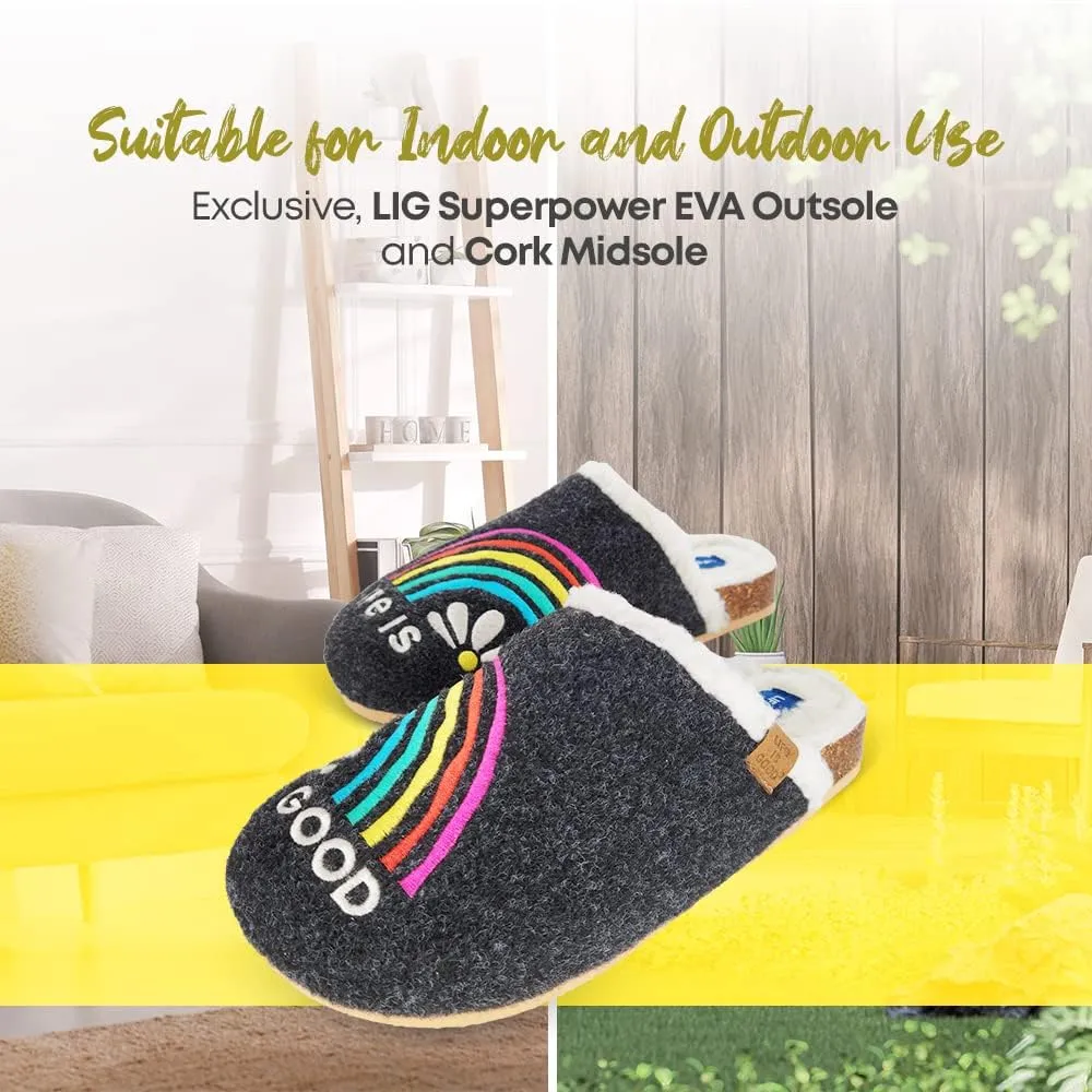 Life is Good Women's Closed Toe Mule Slippers, 302891W - Indoor/Outdoor Soft Slip-on - Comfortable Lightweight Plush Slide with Cushioned Support & EVA Outsoles