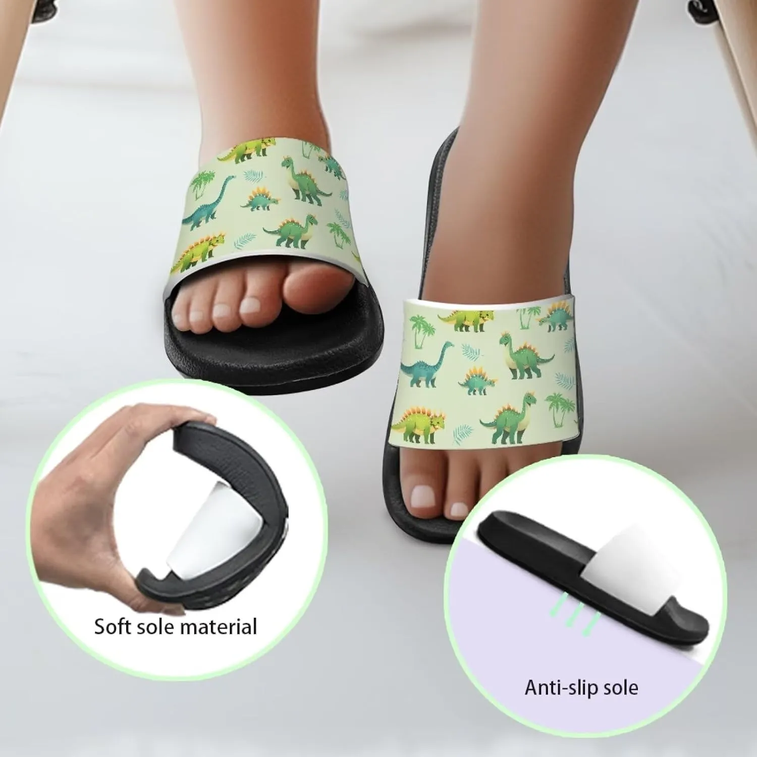 Little Kids Slides Slippers Summer EVA Non Slip One Piece Sandal for Beach Home Soft and Quickly Drying