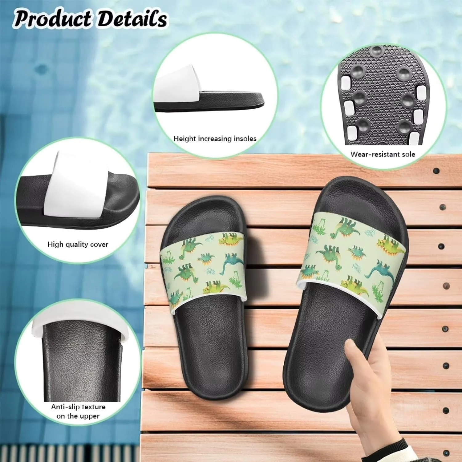 Little Kids Slides Slippers Summer EVA Non Slip One Piece Sandal for Beach Home Soft and Quickly Drying