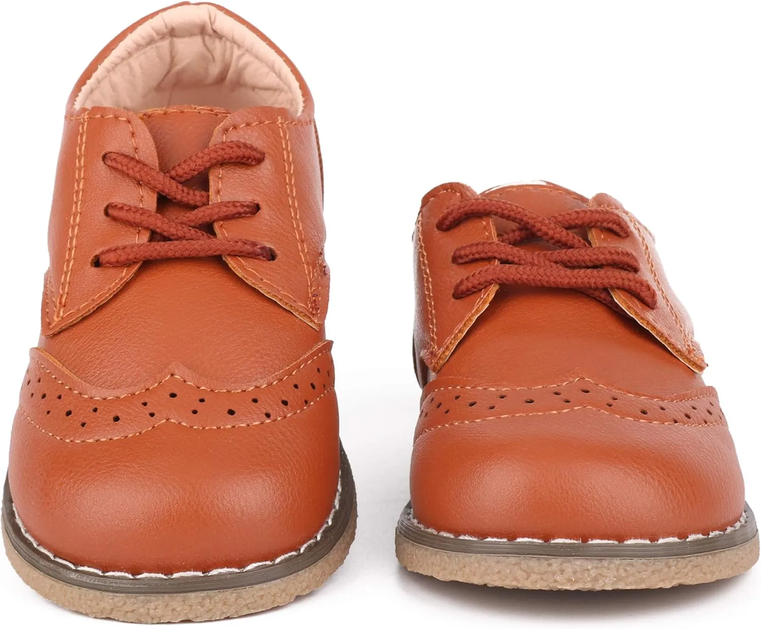 LONSOEN Toddler Boys Girls Dress Shoes Kids Classic Perforated Flats