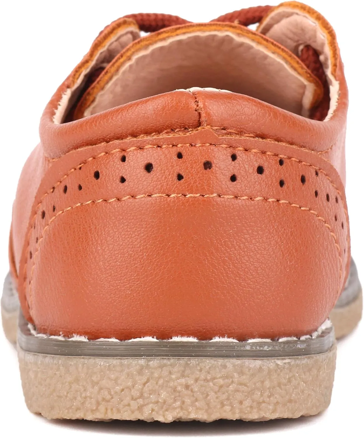 LONSOEN Toddler Boys Girls Dress Shoes Kids Classic Perforated Flats
