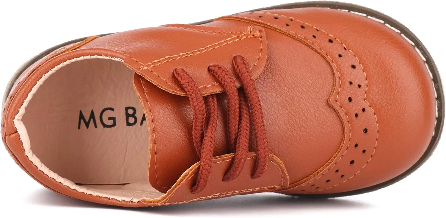 LONSOEN Toddler Boys Girls Dress Shoes Kids Classic Perforated Flats