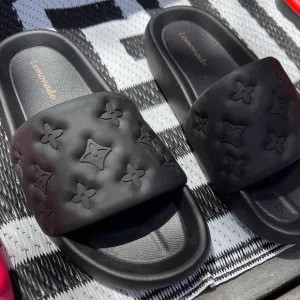 Lowkey Famous Waterfront Mule - Black Rubber Slides