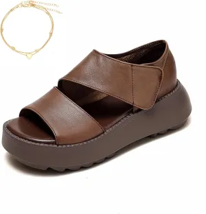Lurebest Shoes for Women Orthopedic Sandals Pure Cowhide Soft Sole Walking Shoes Women Casual Platform Open Toe Arch Support Sandals