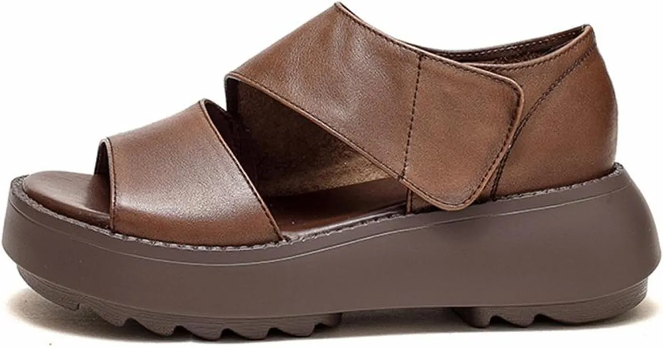 Lurebest Shoes for Women Orthopedic Sandals Pure Cowhide Soft Sole Walking Shoes Women Casual Platform Open Toe Arch Support Sandals