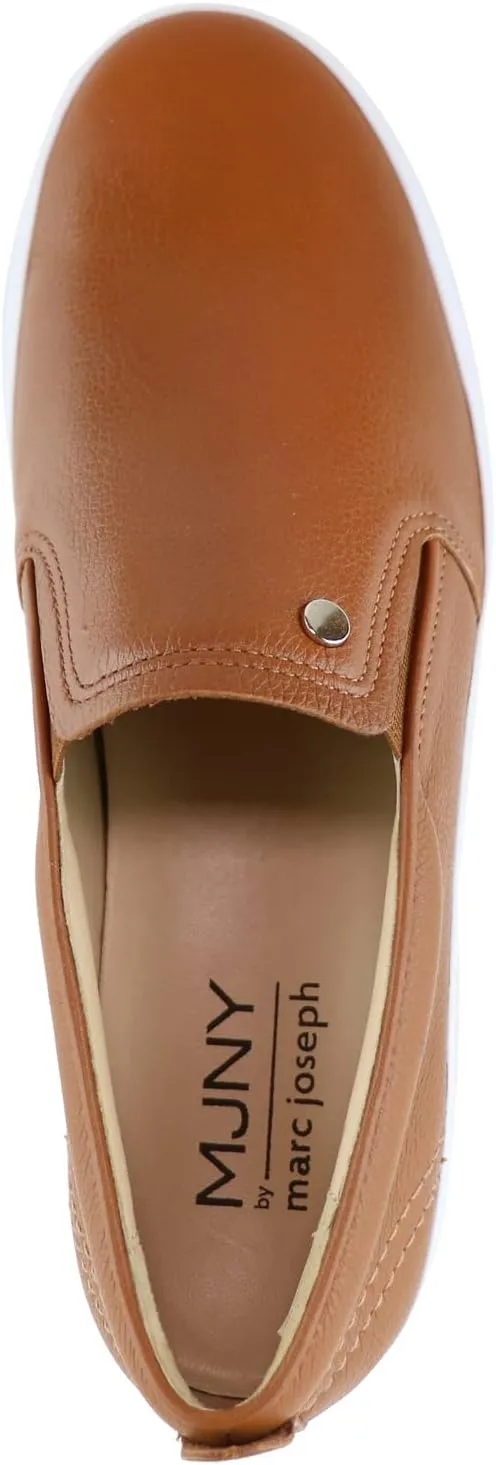 Marc Joseph New York Womens Casual Comfortable Genuine Leather Lightweight Low Top Fashion Slip-On Walking Sneaker Flat Shoes