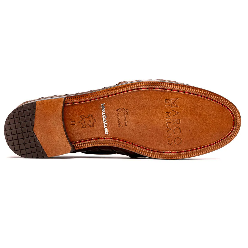 Marco Di Milano Bianchi Bay Apache Caiman Crocodile Tassel Loafers
