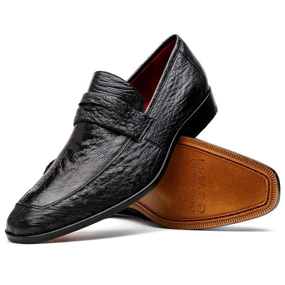 Marco Di Milano Fangio Black Ostrich Penny Loafer