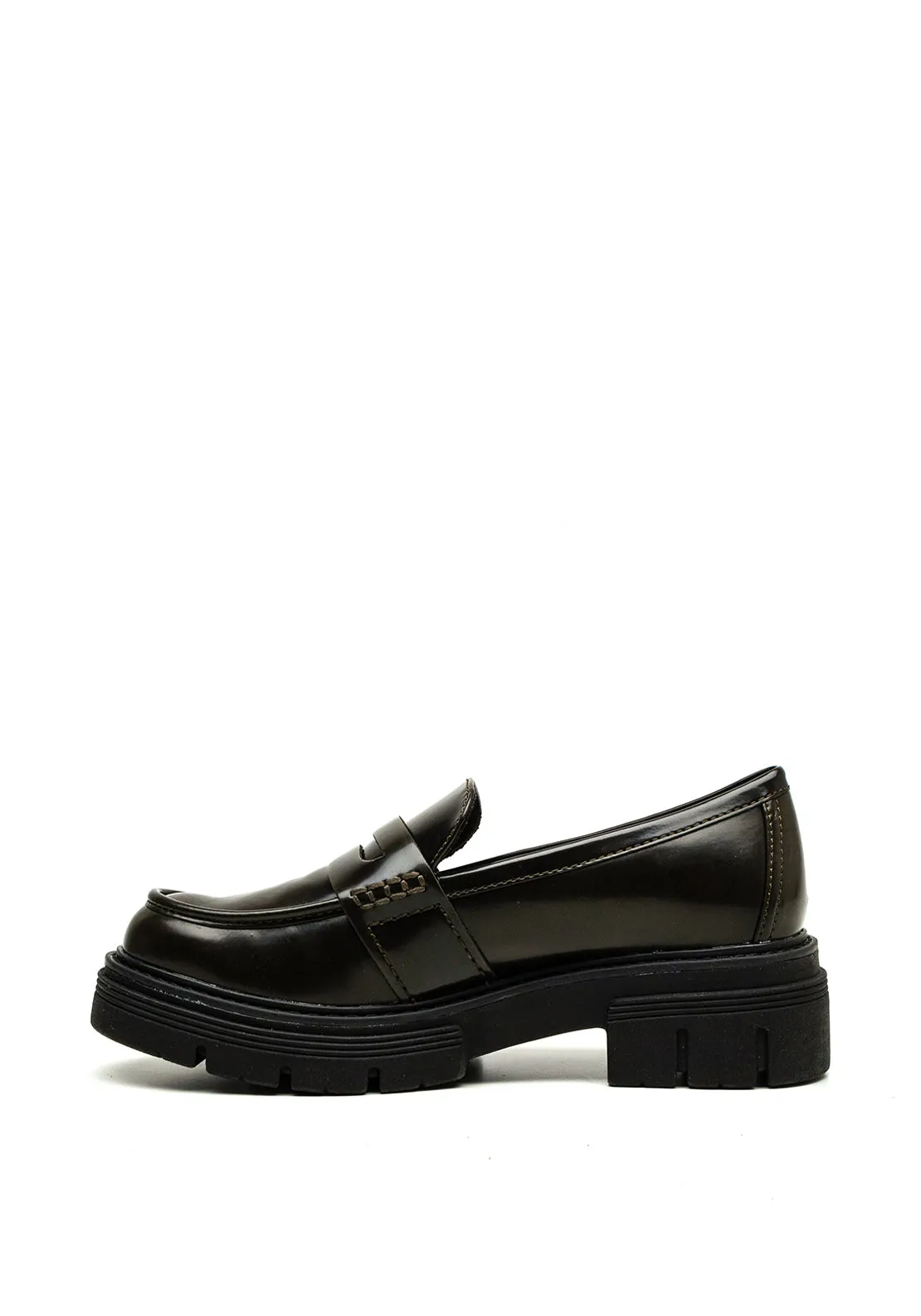 Marco Tozzi Chunky Lug Sole Loafers, Forest Green