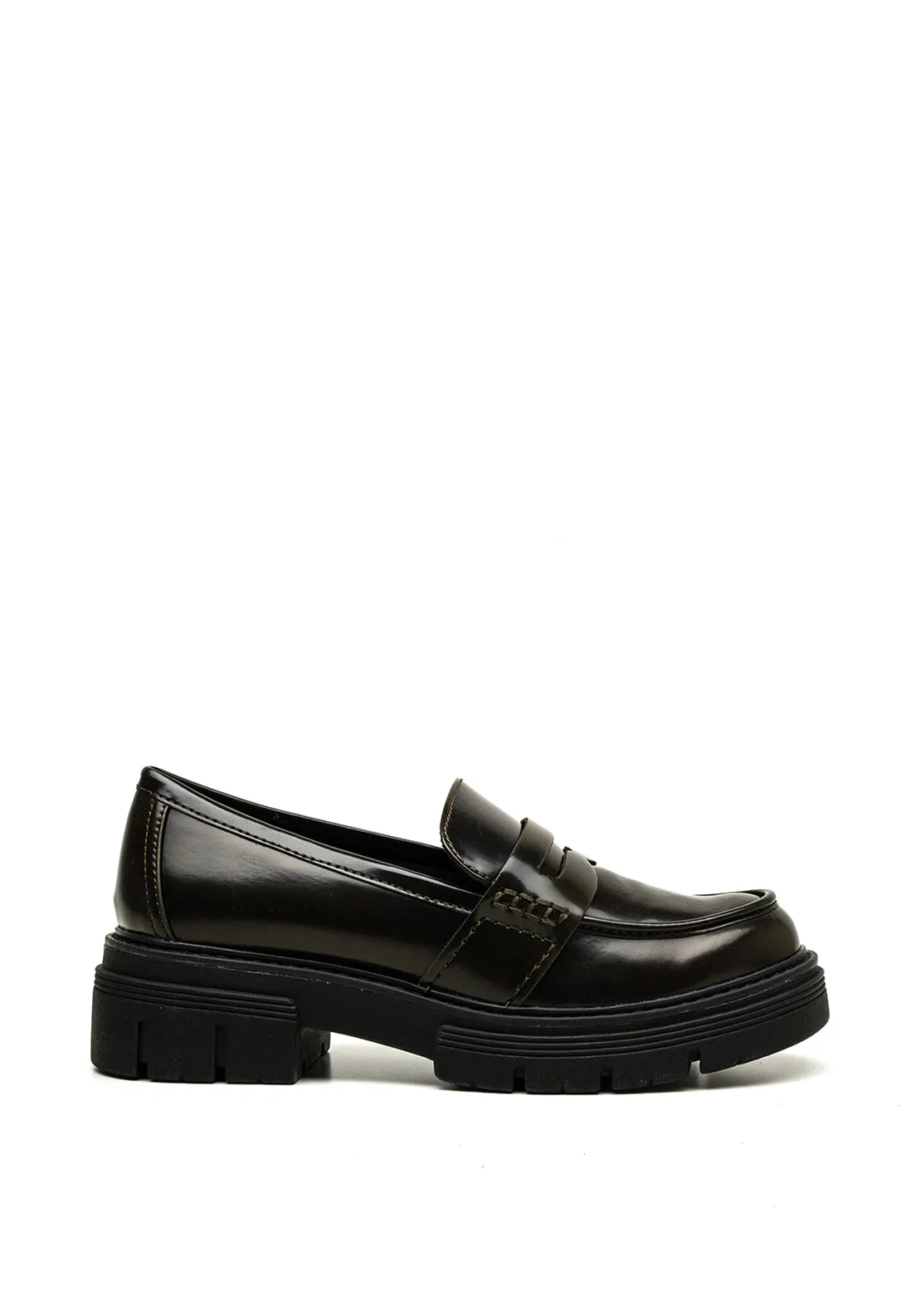Marco Tozzi Chunky Lug Sole Loafers, Forest Green