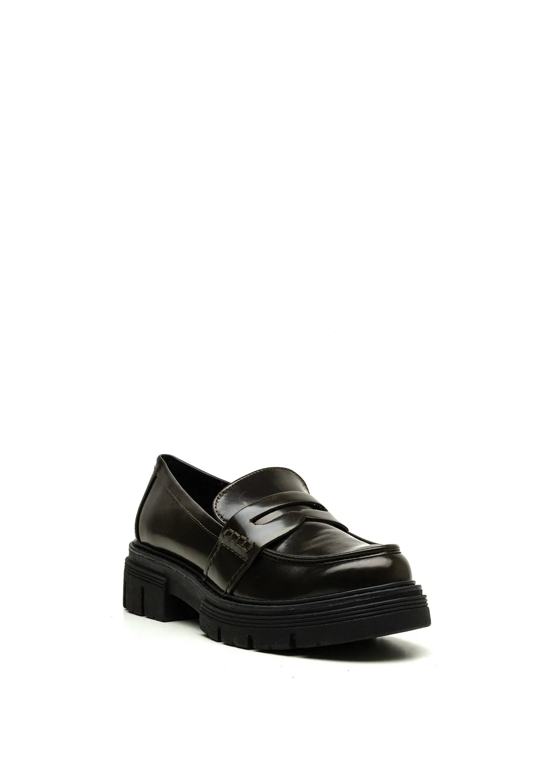 Marco Tozzi Chunky Lug Sole Loafers, Forest Green