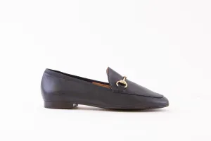 MARIA JAEN - 6002V FLAT LOAFER WITH GOLD CHAIN DETAIL - NAVY LEATHER
