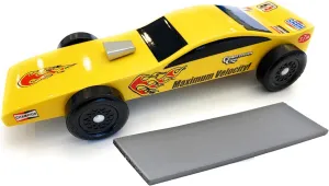 Maximum Velocity Pinewood Car | Includes Shaped Body, Flex Weight & Stock Official Scout Wheels and Axles | Funny Car Derby Car