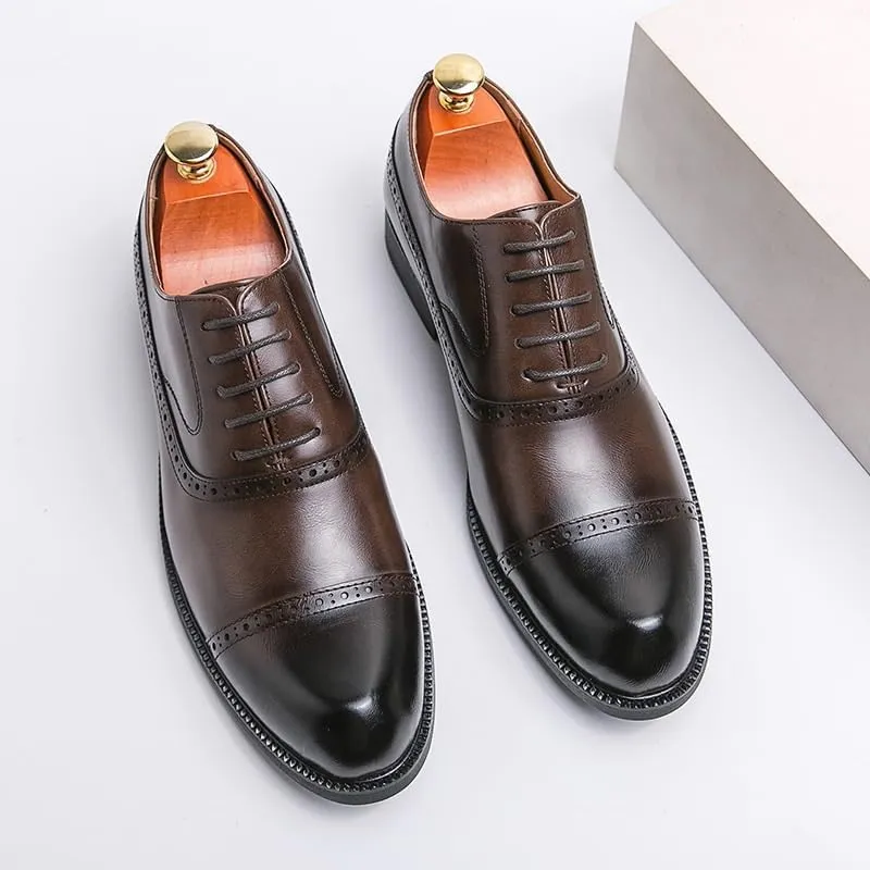 Men's Brogue Oxfords Shoes Formal Business Dress Shoes Comfortable Classic Lace Up Derby Shoes for Men(7.5)