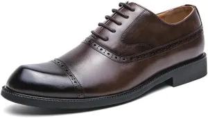 Men's Brogue Oxfords Shoes Formal Business Dress Shoes Comfortable Classic Lace Up Derby Shoes for Men(7.5)