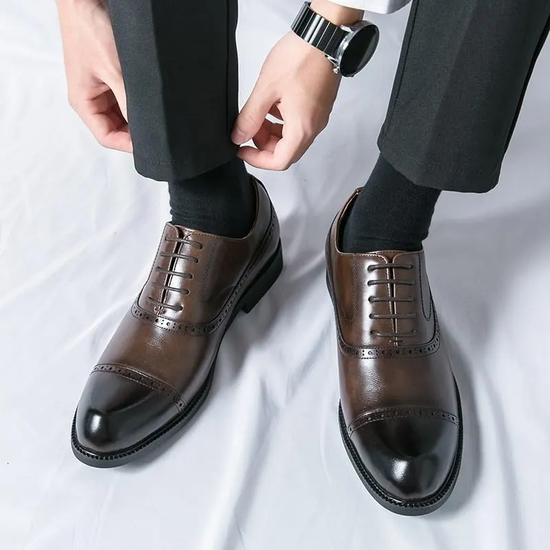 Men's Brogue Oxfords Shoes Formal Business Dress Shoes Comfortable Classic Lace Up Derby Shoes for Men(7.5)