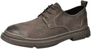 Men's Casual Leather Wear Low Top Shoes Business Comfortable Lace-ups Rubber Soft Thick-Soled Shoes Brown Dress Breathable Shock Absorption Cushioning Shoes(White-Patch Five-Pointed star4,10)