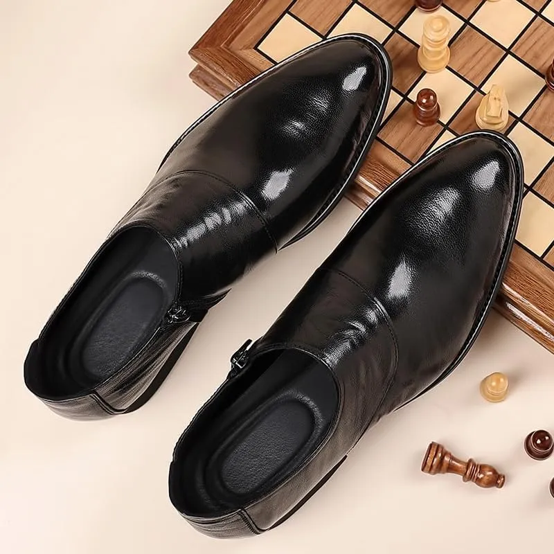 Men's Classic Slip On Dress Shoes Genuine Leather Oxford Shoes Non-Slip Waterproof Business Formal Derby Shoes(8.5)