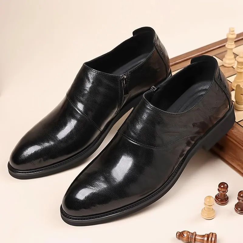 Men's Classic Slip On Dress Shoes Genuine Leather Oxford Shoes Non-Slip Waterproof Business Formal Derby Shoes(8.5)