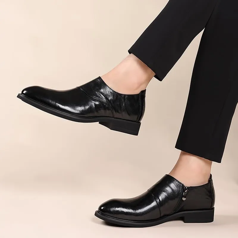 Men's Classic Slip On Dress Shoes Genuine Leather Oxford Shoes Non-Slip Waterproof Business Formal Derby Shoes(8.5)