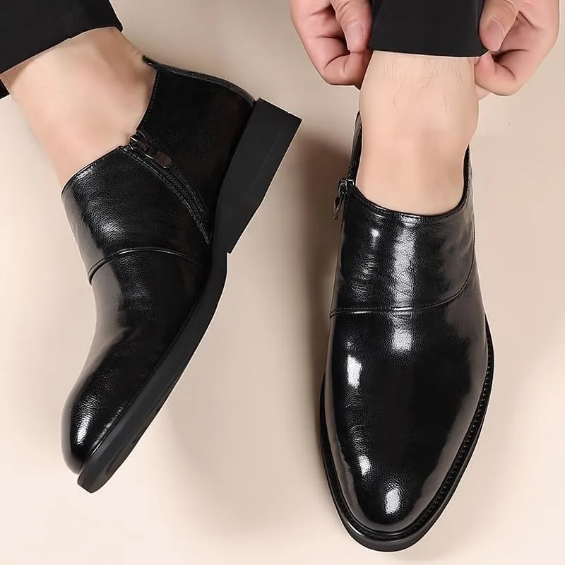 Men's Classic Slip On Dress Shoes Genuine Leather Oxford Shoes Non-Slip Waterproof Business Formal Derby Shoes(8.5)