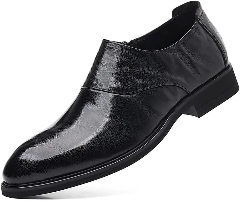 Men's Classic Slip On Dress Shoes Genuine Leather Oxford Shoes Non-Slip Waterproof Business Formal Derby Shoes(8.5)